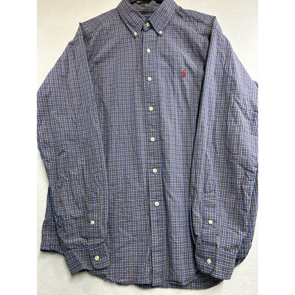 Ralph Lauren Men's Size L Regular Classic‎ Fit Blue/Red Plaid Button-Down Shirt